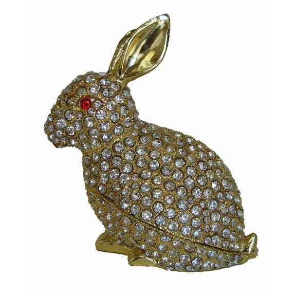 Bejeweled Cloisonne White Rabbit Statue