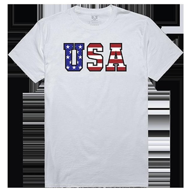 Rapid Dominance RS2-784-WHT-02 Flag Text Relaxed Graphic T-Shirt, White - Medium
