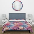 thumbnail image 3 of Designart "Rosy Azure Petal Artistry I" Pink Floral Bedding Covert Set - Cottage Bed Set With 2 Shams, 3 of 5