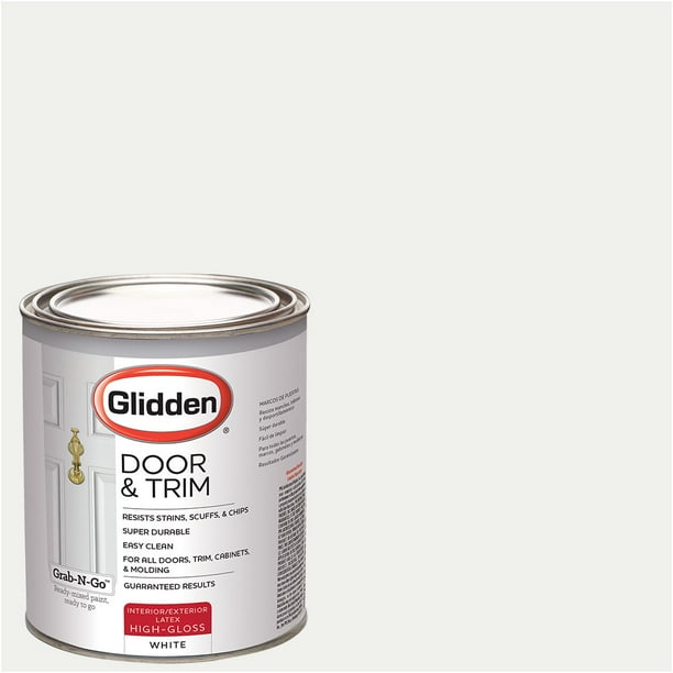 Glidden Door & Trim GrabNGo Interior/ Exterior Paint, White, 1 Quart