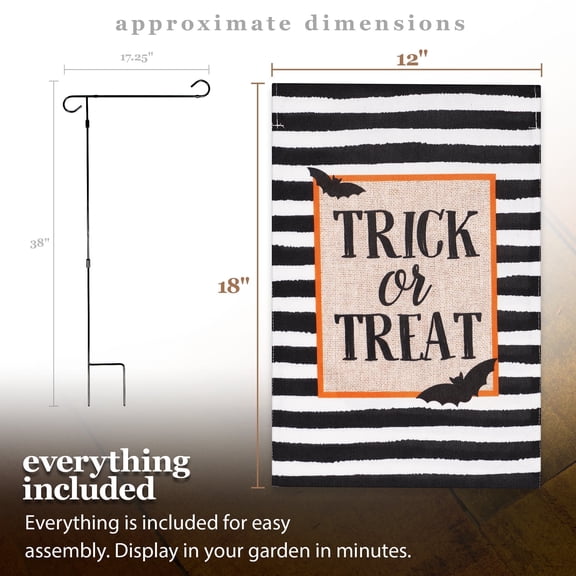 G128 Double-Sided Halloween Set Garden Flag 12x18" with 36x16" Flag Holder Stand Outdoor Porch Lawn