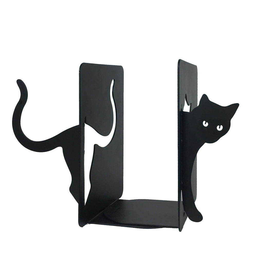 Black Cat Book Ends, Decorative Bookends for Shelves, Room Decor