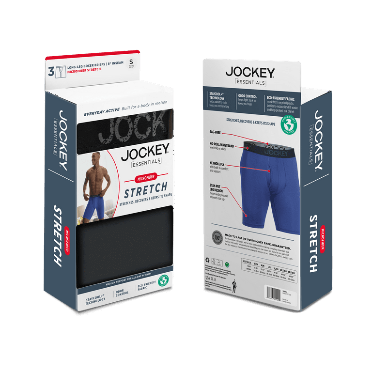 Jockey® Essentials Men's Microfiber Long Leg Boxer Brief Underwear, Pack of  3 