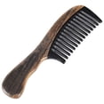 thumbnail image 3 of Onedor Handmade 100% Natural Chacate Preto With Buffalo Horn Fine Tooth Hair Combs - Anti-Static Sandalwood Scent Natural Hair Detangler Wooden Comb (Chacate Preto Buffalo Horn Wide Tooth), 3 of 7