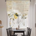 thumbnail image 4 of Rustic Flowers Tie Up Curtain 45 Inches Long, Spring White Peony Butterfly Floral Newspaper Texture Balloon Style Kitchen Window Curtain Over Sink, Small Window Rod Pocket Curtain 42"x45", 4 of 9
