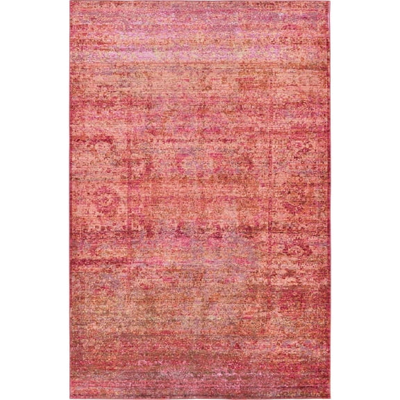 Unique Loom Muse Austin Rug Red/Ivory 5' 1" x 8' Rectangle Abstract Bohemian Perfect For Living Room Bed Room Dining Room Office