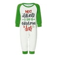 thumbnail image 4 of Michellecmm Christmas Family Pajamas Matching Set Letter Print Long Sleeve Tops and Green Plaid Pants Sleepwear, 4 of 10