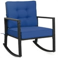 thumbnail image 2 of Costway Patio Rattan Rocker Chair Outdoor Glider Rocking Chair Cushion Lawn Navy, 2 of 9