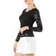 thumbnail image 4 of INSPIRAR CHIC Día de San Valentín Blusa de Encaje Floral de Manga Larga con Escote en V y Detalle de Encaje en el Dobladillo 3XL Negra, 4 of 7