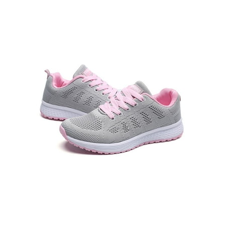 

Zodanni Mens Womens Sneakers Sport Running Shoe Breathable Athletic Shoes Gym Trainers Walking Lightweight Fitness Workout Flats Gray Pink US 8 Women/US 7.5 Men