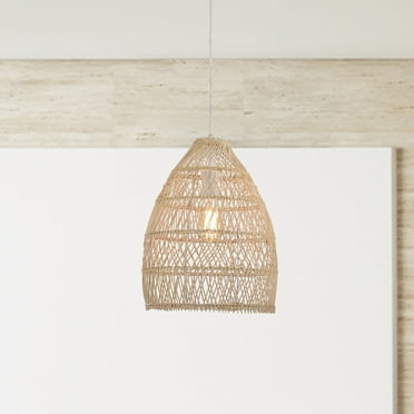 Donn Cream 1-Light Rattan Cage Basket Pendant Light