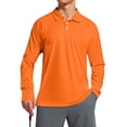 thumbnail image 7 of WTOBBY Men's UPF 50+ Long Sleeve Golf Shirt with Raglan Design, Lightweight Comfort, and Quick Dry Performance for Casual Athletic Wear in Sun ,Orange M, 7 of 7