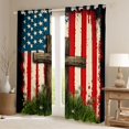 thumbnail image 2 of Manfei Vintage Cross Kitchen Curtains, Rustic American Flag Black Out Curtains Pack of 2 (42x63 Each), Red White Blue, 2 of 6