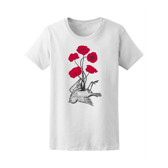 Vintage Retro Bird With Flowers Tee Women's -Image by Shutterstock