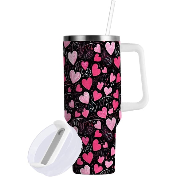 30oz Valentine''s Day Heart Stainless Steel Vacuum Insulated Tumbler Superior Drinking Cup with Lid and Straw,Insulated Cup for Water, Iced Tea or Coffee Smoothie 21342899