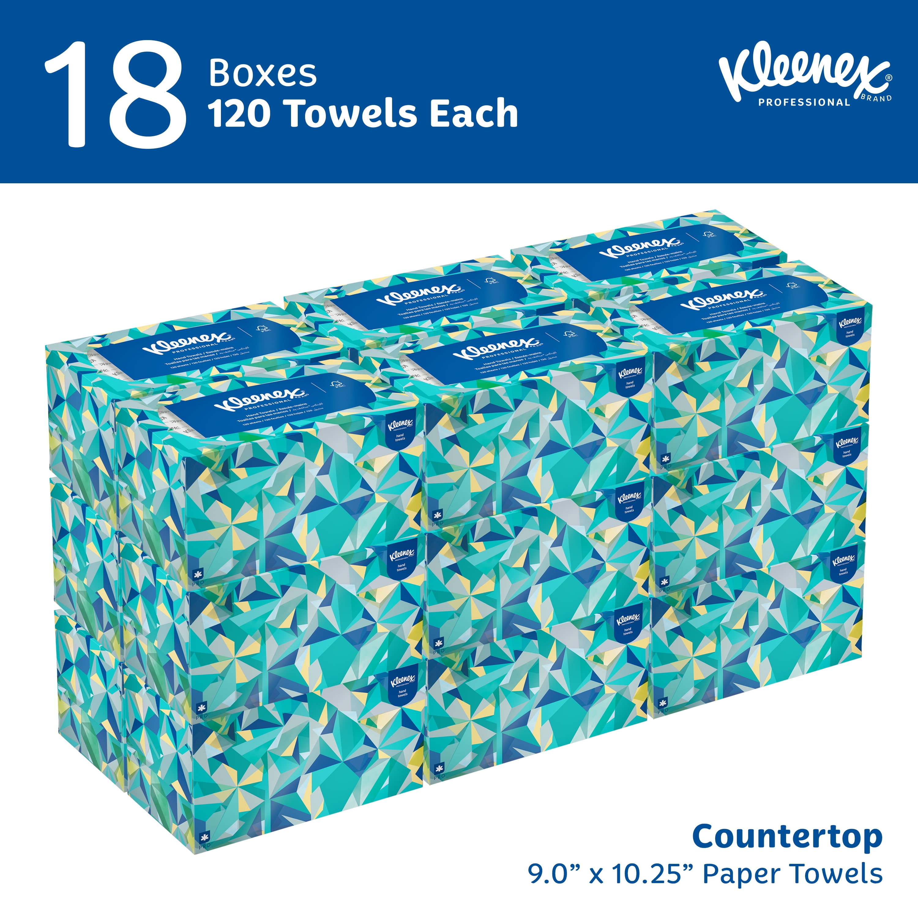 Kleenex Professional Paper Hand Towels, Bulk (01701), Premium Absorbency Pockets, Pop-Up Box, White (18 Boxes of 120 Sheets, 2,160 Sheet Total)