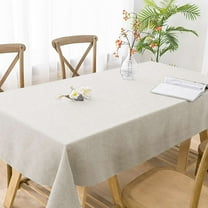 Turquoize FantasDecor Wrinkle Resistant and Waterproof Washable Rectangle Linen Table Clothes for Dining/Outdoor(54" X 80",Ivory)