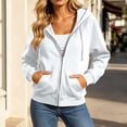 thumbnail image 5 of Fashion Plus Size Pullover Hoodie for Womens Zip Up Solid Color Pockets Zipper Long Sleeved Regular Top Hooded Sweatshirts Coat Outwear, 5 of 9