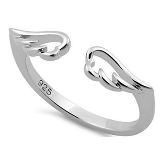 925 Sterling Silver Platinum Plated Angel Wings Women Valentines Day Gifts Ring