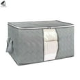 thumbnail image 3 of PULLIMORE Large Capacity Clothes Storage Bag Foldable Zipper Organizer with Reinforced Handle and Clear Window for Storing Comforters Blankets Bedding (Gray), 3 of 8