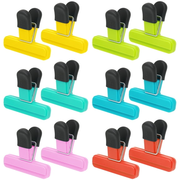 NiHome Chip Clips 12 Pack Bag Clips for Food Packages Chip Bag Clips for Food Storage Snack Clips with Air Tight Seal Grip 6 Colors