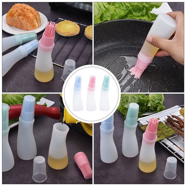 unbranded 3Ud Contenedores De Aceite Con Cepillo De Silicona Y Para Cocina Y Buffet