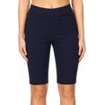 thumbnail image 3 of 2 Pack Women's Knee Length Bermuda Shorts Pull On Elastic Waist Stretch Fit Side Slit Size S-3XL, 3 of 6