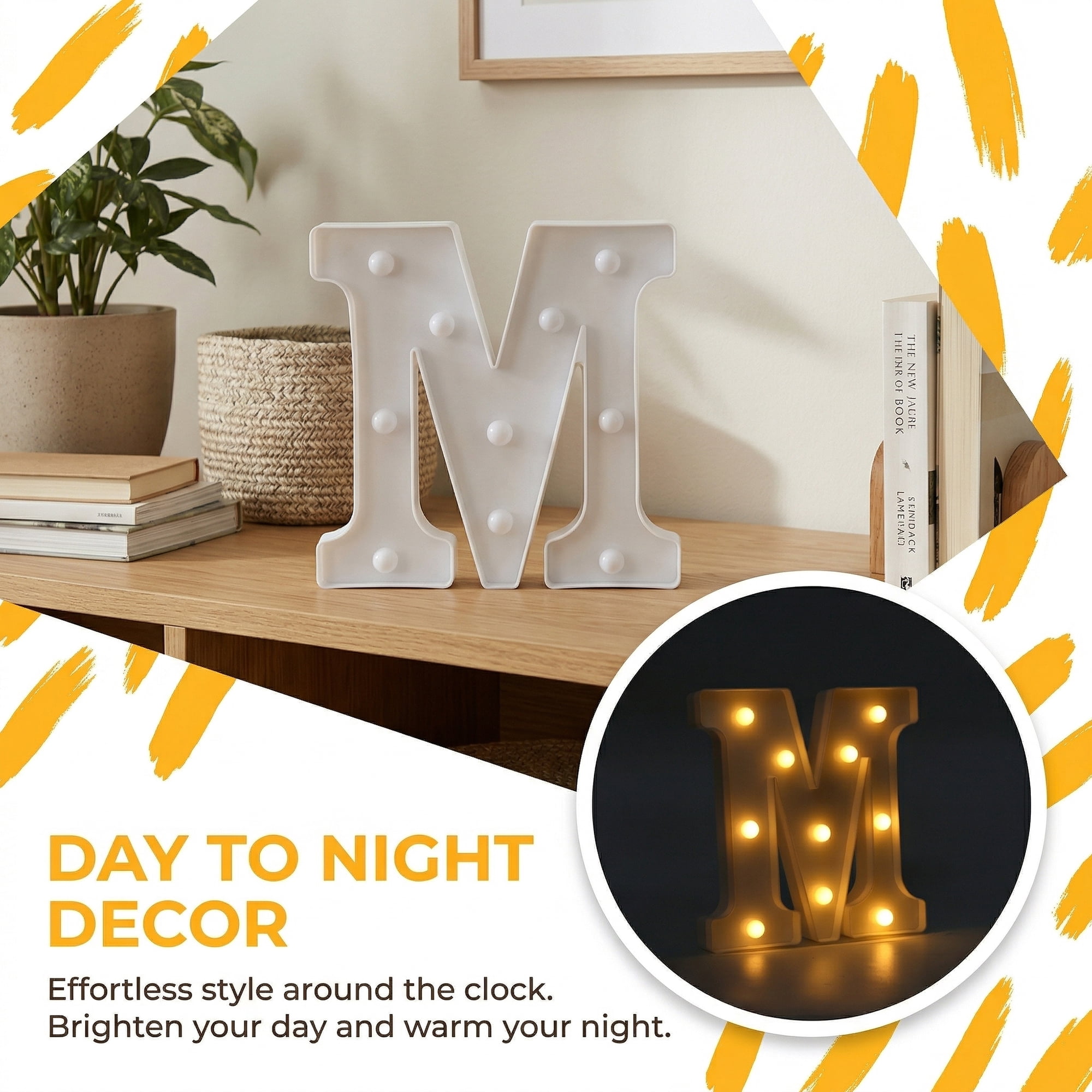 Unique Bargains Marquee Letters With Lights LED Light Up Signs Letter M 6.5"L x 1.5"W x 8.5"H
