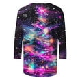 thumbnail image 4 of UPPADA Womens Merry Christmas 3/4 Sleeve Shirt Christmas Tree Print Blouses Great Gifts Winter Holiday Top Christmas Matching Outfit blusas mangas 3/4 para mujer casual Purple,L, 4 of 5