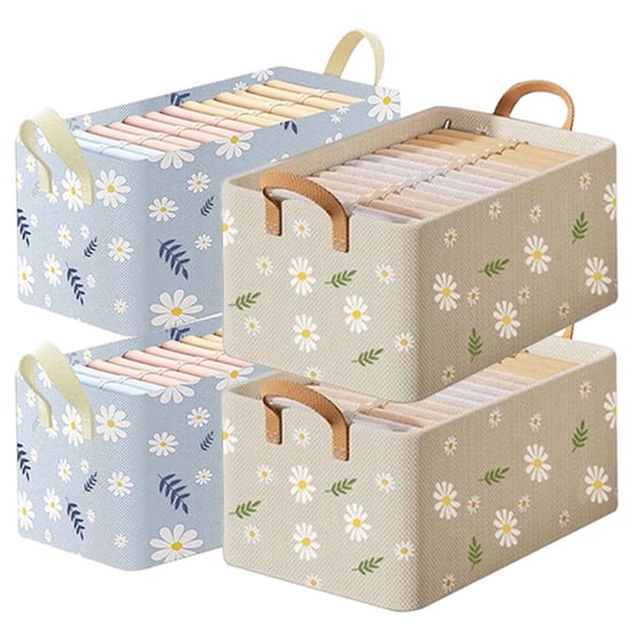 4 Pcs Collapsible Storage Bins, Closet Organizers and Storage with Handle, for Toys Clothes Home