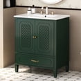 thumbnail image 4 of 30-Inch Bathroom Vanity with Sink, Vintage Multi-functional Bathroom Sink Cabinet with Soft-Closing Door, Drawer and Storage Shelf, Freestanding Dark Green Bath Vanity, 4 of 9
