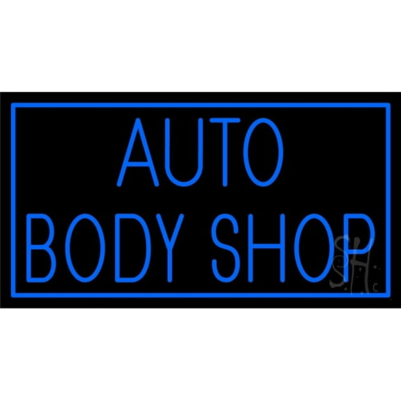 Auto Body Shop LED Neon Sign 13 x 24 - inches, Clear Edge Cut Acrylic Backing, with Dimmer - Bright and Premium built indoor LED Neon Sign for automotive store, and mall.