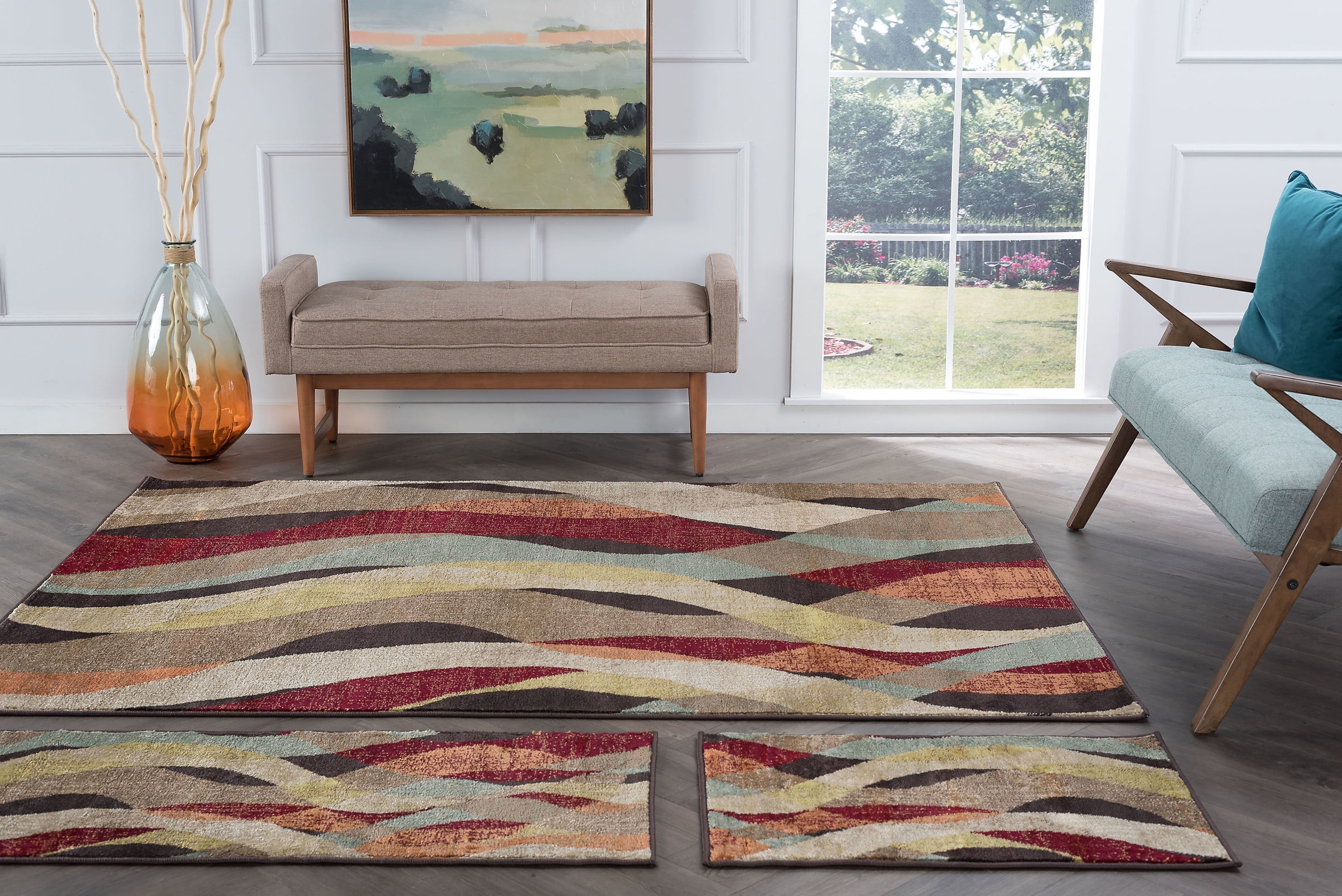 Transitional Area Rug (3Piece Rug Set (5' x 7', 20'' x 60'', 20'' x