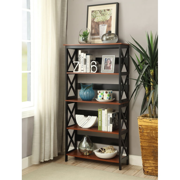 Convenience Concepts Oxford 5 Tier, Convenience Concepts Oxford 5 Tier Bookcase With Drawer Driftwood White