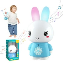 alilo Bunny Baby Audio Player - Toy w/ Chewable Teether Ears, Colorful Lights - Educational Sounds, Stories, Music, White Noise for 10  Months Kids - Baby Gift for Learning - Blue