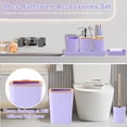 thumbnail image 3 of Light Purple Bathroom Accessories Set, 9 Piece Bathroom Accessory Set with Trash Can,Toothbrush Holder,Toothbrush Cup,Lotion Soap Dispenser,Vanity Tray,Soap Dish,Toilet Brush,Qtip Holder, 3 of 12