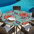 thumbnail image 6 of Teal Red Boho Floral Round Tablecloth, Fitted Table Cover with Elastic for 45"-54" Round Tables, Vintage Southwestern Ethnic Tribe Table Cloth Outdoor Indoor Dinning Party Waterproof Tablecloths, 6 of 7