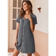 thumbnail image 3 of Ekouaer Nightgowns for Women 2 Pack Button Down Sleepshirt Short Sleeve Nightshirt Soft Sleepwear V Neck Pajama Dress, 3 of 5