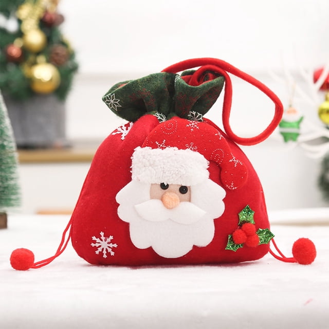 Sacs Cadeaux de Noël avec Motifs en Peluche - Rangement Réutilisable pour Cadeaux, Bonbons et Cadeaux de Fête