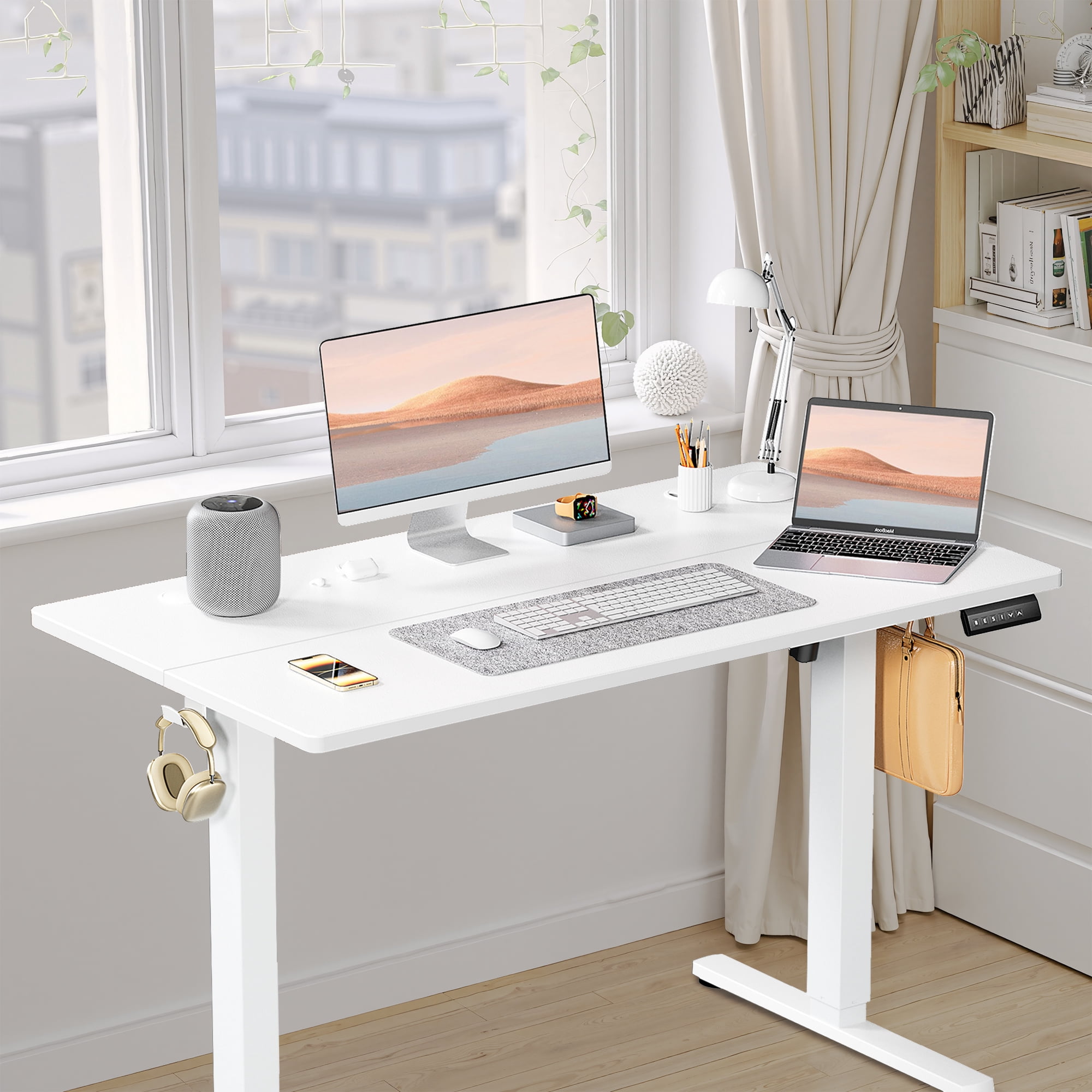 MAYEERTY 48" × 24" Lifting Computer Table Height Adjustable Standing Desk for Home Office