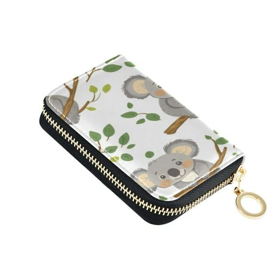 Leather Zipper Card Bag 4.7x3.1x0.8Inch Women's Card Bag Coin Purse Credit Card Bag Bank Card Bag Business Card Bag Coin Bag Cute Grey Koala