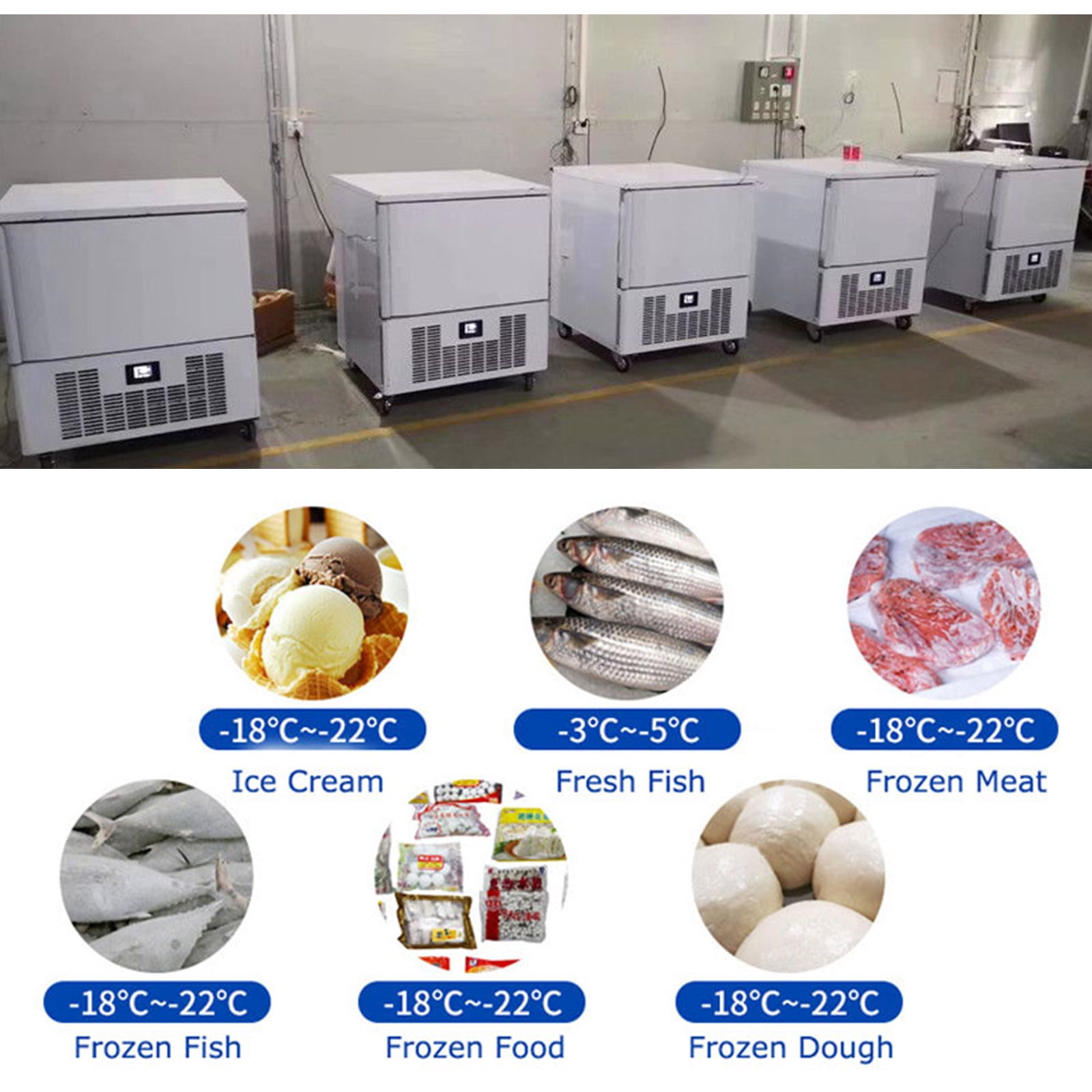 Kolice Commercial 10 Trays Blast Chiller & Freezer, Dumpling Blast Freezer, Lowest Temperature: -40°F, for ice Cream, Fresh Meat, Chicken, Dessert in hotel, restaurant, school, canteens, catering