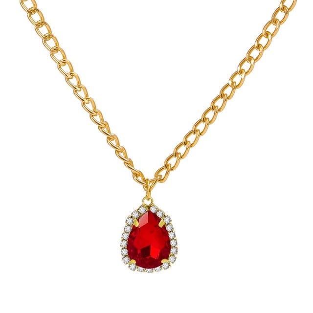 Retro Micro-set Zircon Water Drop Pendant Necklace Light Luxury Rhinestone Collarbone Chain Necklace Women