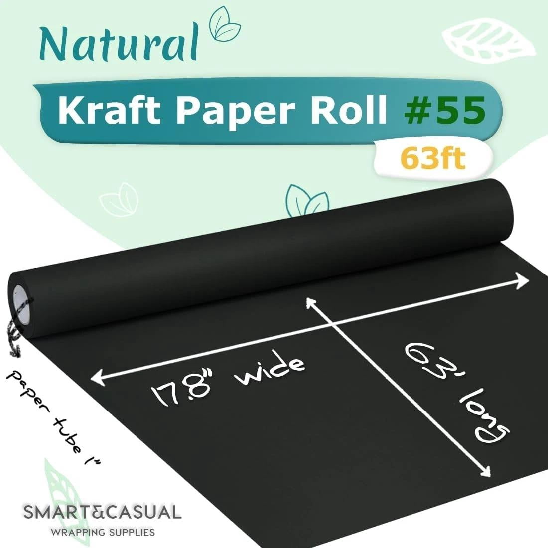 Black Kraft Paper Roll 17.8 x 760 Inches Craft Wrap Packing Art Decor