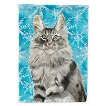 Carolines Treasures CK3109CHF Maine Coon Winter Snowflake Flag Canvas House Size  Large multicolor