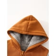 thumbnail image 3 of Jolyshlid Boys Fleece Zip Up Hoodie Jacket Kids Sherpa Lined Winter Coat Outdoor Warm Sweatshirt Brown 7-8 Years, 3 of 7