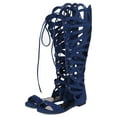 thumbnail image 5 of New Women Breckelles Solo-15W Suede Knee High Open Toe Lace Up Gladiator Sandal, 5 of 5