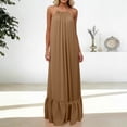 thumbnail image 7 of Dresses for Women Crew Neck Adjustable Spaghetti Straps Sleeveless Maxi Dress Fashion Loose Casual Cotton-Linen Sundress, 7 of 7