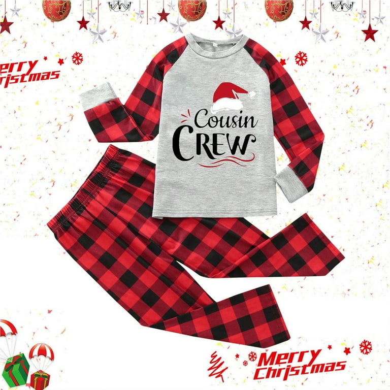 LIJCC Family Christmas Pajamas Matching Sets Cousin Crew Christmas Letter Printed Long Sleeved Tops and Pants Four Piece Set Family Parent Child Clothing Children S Clothing Walmart