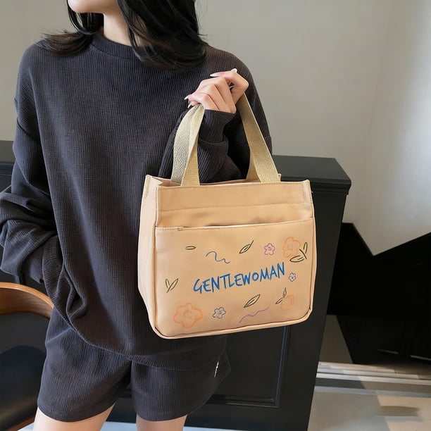Bolso de moda para comercio exterior, para el tiempo libre, para el almuerzo, al por mayor, coreano, limpio, pequeño, fresco, bolso de lona que combina con todo.